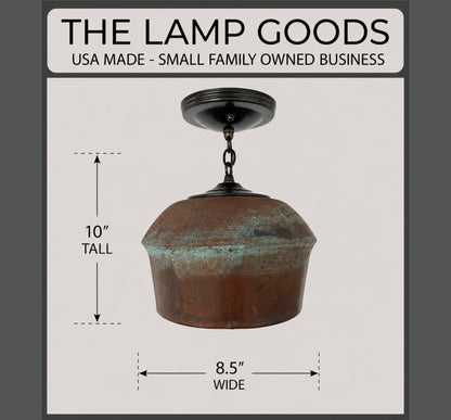 Modern Handcrafted Copper Ceiling Light with Chain | 8.5"