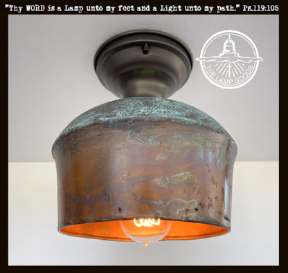 Modern Handcrafted Copper Ceiling Light with Chain | 8.5"